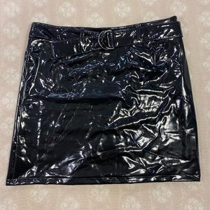H&M black mini vinyl skirt